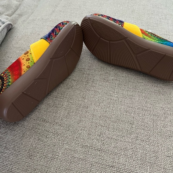 Multicolor slide on shoes.  So very cute with a solid color little dress. - Picture 4 of 4